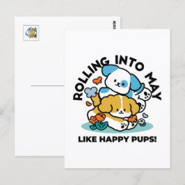 Rolling in mei als Happy Pups - Schattigee lenteho Briefkaart