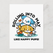 Rolling in mei als Happy Pups - Schattigee lenteho Briefkaart (Voorkant)