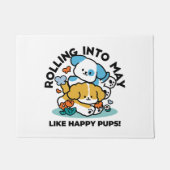 Rolling in mei als Happy Pups - Schattigee lenteho Deurmat (Voorkant)