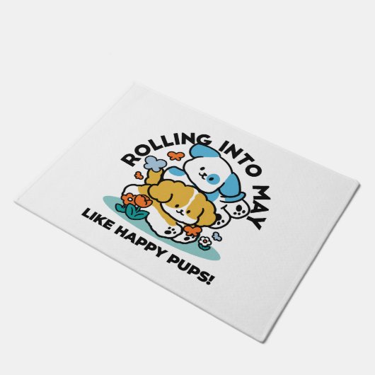 Rolling in mei als Happy Pups - Schattigee lenteho Deurmat (Schuin)