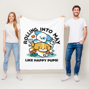 Rolling in mei als Happy Pups - Schattigee lenteho Fleece Deken