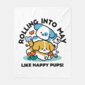 Rolling in mei als Happy Pups - Schattigee lenteho Fleece Deken (Voorkant)