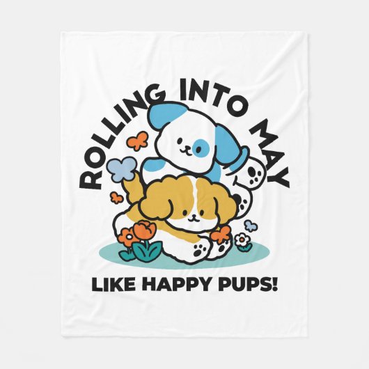 Rolling in mei als Happy Pups - Schattigee lenteho Fleece Deken (Voorkant)