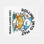 Rolling in mei als Happy Pups - Schattigee lenteho Fleece Deken (Voorkant (Horizontaal))