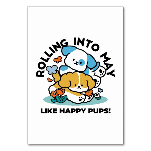 Rolling in mei als Happy Pups - Schattigee lenteho Kaart (Voorkant)
