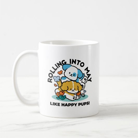 Rolling in mei als Happy Pups - Schattigee lenteho Koffiemok (Links)