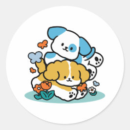 Rolling in mei als Happy Pups - Schattigee lenteho Ronde Sticker