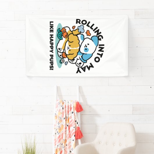 Rolling in mei als Happy Pups - Schattigee lenteho Spandoek (Insitu)