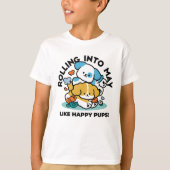 Rolling in mei als Happy Pups - Schattigee lenteho T-shirt (Voorkant)
