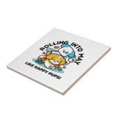 Rolling in mei als Happy Pups - Schattigee lenteho Tegeltje (Zijkant)