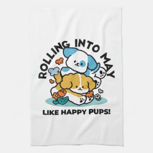 Rolling in mei als Happy Pups - Schattigee lenteho Theedoek