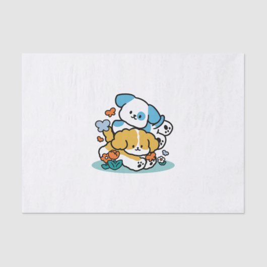 Rolling in mei als Happy Pups - Schattigee lenteho Tissuepapier (Voorkant)