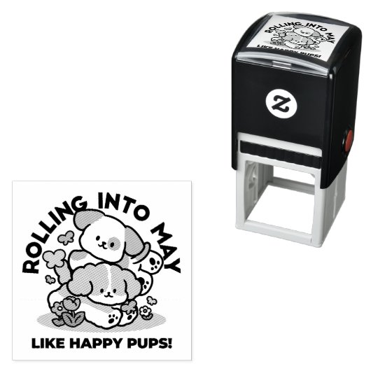 Rolling in mei als Happy Pups - Schattigee lenteho Zelfinktende Stempel (In situ)