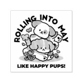 Rolling in mei als Happy Pups - Schattigee lenteho Zelfinktende Stempel (Design)