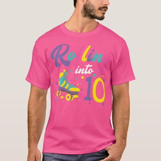 Rolling Into 10 Roller Skates 10Th Birthday Roller T-shirt (Voorkant)