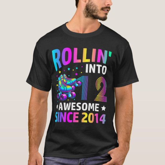 Rolling Into 12 Years Old Skates 12th Birthday Gir T-shirt (Voorkant)