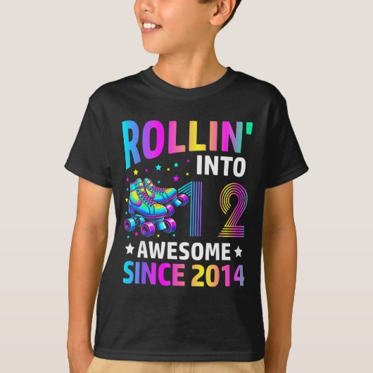 Rolling Into 12 Years Old Skates 12th Birthday Gir T-shirt (Voorkant)