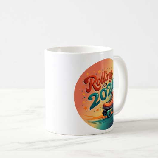 Rolling Into 2026 Retro Skate Mug Koffiemok (Voorkant rechts)