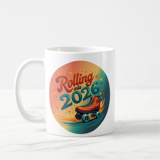 Rolling Into 2026 Retro Skate Mug Koffiemok (Links)