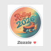 Rolling Into 2026 Retro Skate Sticker (Vel)