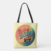 Rolling Into 2026 Retro Skate Tote Tote Bag (Achterkant)