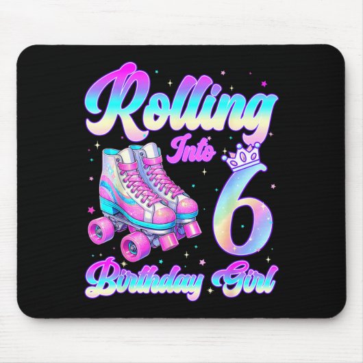 Rolling Into 6 Year Old Roller Skating 6th Birthda Muismat (Voorkant)