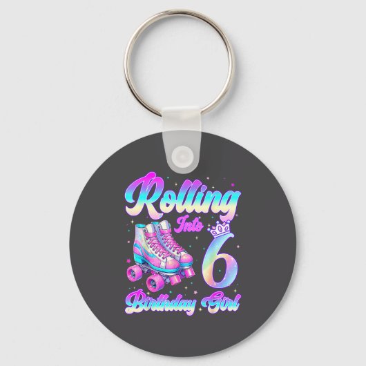 Rolling Into 6 Year Old Roller Skating 6th Birthda Sleutelhanger (Voorkant)