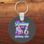 Rolling Into 6 Year Old Roller Skating 6th Birthda Sleutelhanger (Voorkant)