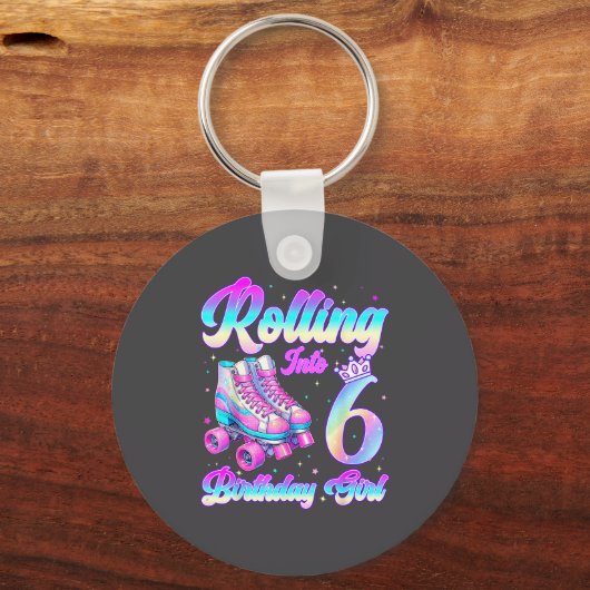 Rolling Into 6 Year Old Roller Skating 6th Birthda Sleutelhanger (Voorkant)