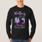 Rolling Into 9 Awesome Since 2014 9th Bday Roller  T-shirt (Voorkant)