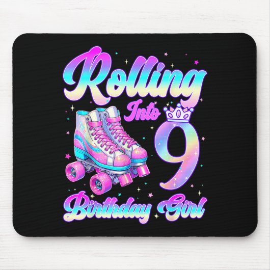 Rolling Into 9 Year Old Roller Skating 9th Birthda Muismat (Voorkant)