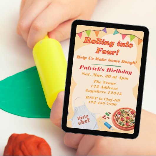Rolling into, Pizza Playdoh Birthday Kaart