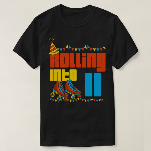 Rolling naar 11 Schaats met wieltjes 11e verjaarda T-shirt (Design voorkant)