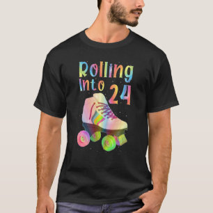 Rolling naar 24-cool, 24e verjaardag, rolschaatsen t-shirt
