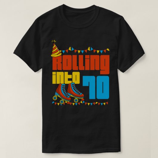 Rolling naar 70 Roller Schaats 70e verjaardag Part T-shirt (Design voorkant)