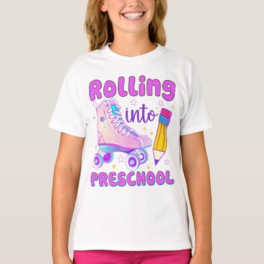 Rolling naar voorschool | Rolschaatsen T-shirt (Voorkant)