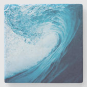 Rolling Ocean Wave in blauwe tinten Stenen Onderzetter (Voorkant)