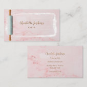 Rolling Pin Baker Patisserie Elegant Roze Marmer Visitekaartje (Voorkant / Achterkant)