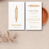 Rolling Pin Bakery Chef Cateraar Gold Script Visitekaartje