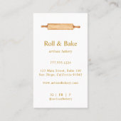 Rolling Pin Bakery Chef Cateraar Gold Script Visitekaartje (Achterkant)