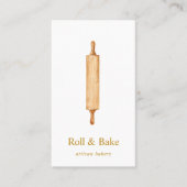Rolling Pin Bakery Chef Cateraar Gold Script Visitekaartje (Voorkant)