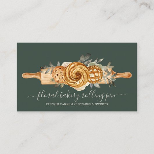 Rolling Pin Bakery Cookies Breads sage rustig gold Visitekaartje (Voorkant)