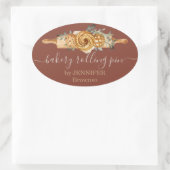 Rolling Pin Bakery Cookies Broden elegant bruin Ovale Sticker (Tas)