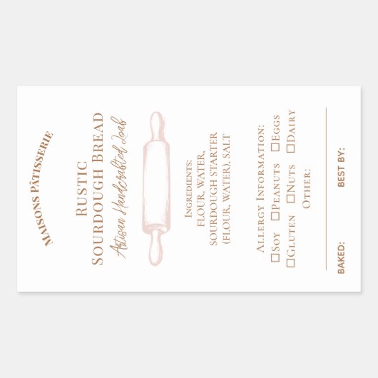 Rolling Pin Bakery Ingredients Allergy Food Label (Voorkant)