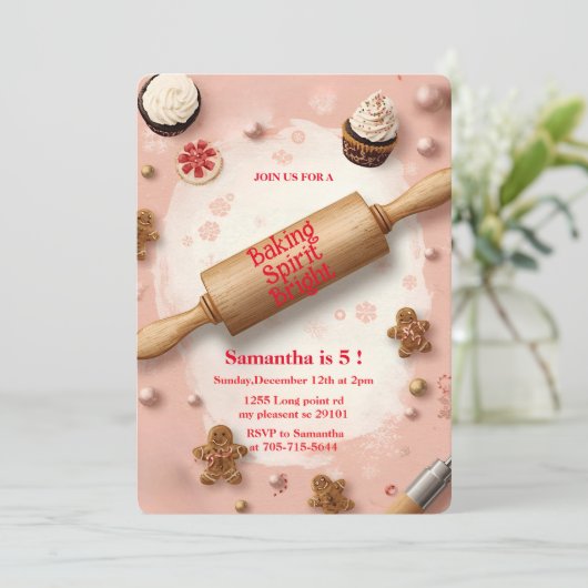 Rolling Pin Baking Spirit Bright Birthday Kaart (Staand voorkant)