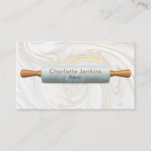 Rolling Pin Bakkerij Gebak Chef Marmer Swirls Visitekaartje (Voorkant)