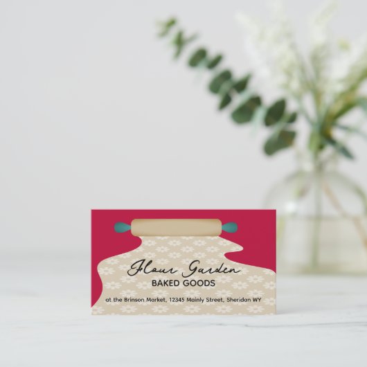 Rolling pin deeg bakker bakkerij gebak chef-kok visitekaartje (Staand voorkant)