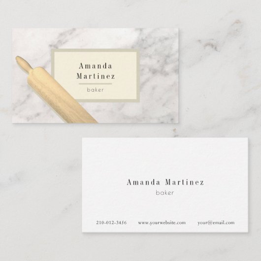Rolling Pin Marble Board Baker Visitekaartje (Voorkant / Achterkant)