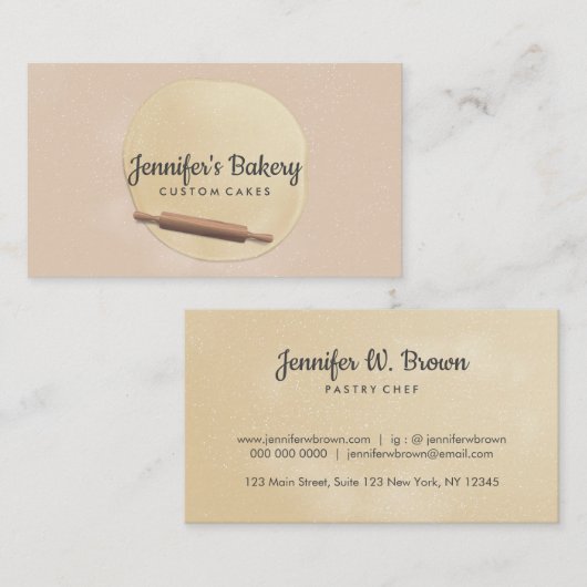 Rolling Pin met droog beige ivoor Visitekaartje (Voorkant / Achterkant)