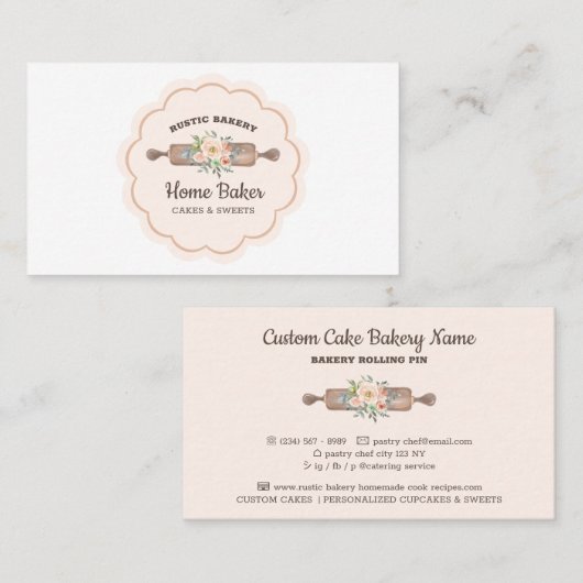 Rolling Pin Rustic Bakery Visitekaartje (Voorkant / Achterkant)